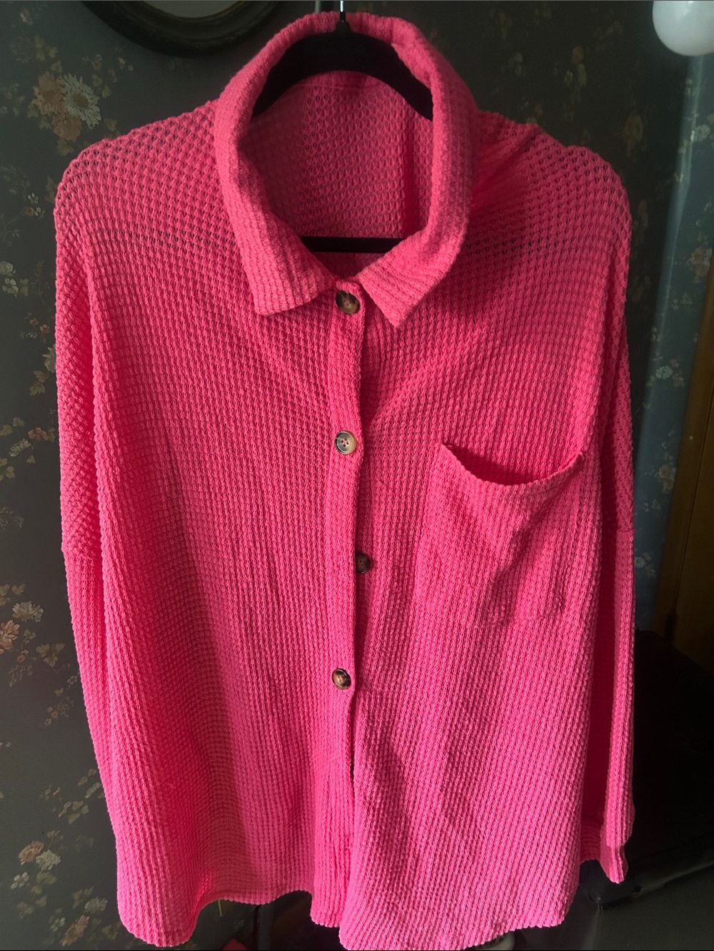 Waffle weave jacket / summer : hot pink/2x